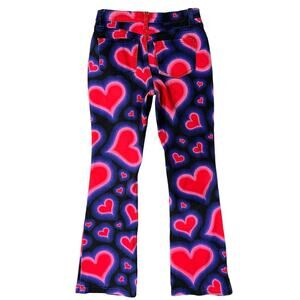 Delia's Dolls Kill Y2K Heart Low Rise Black Purple Red Pink Flare Jeans size XS